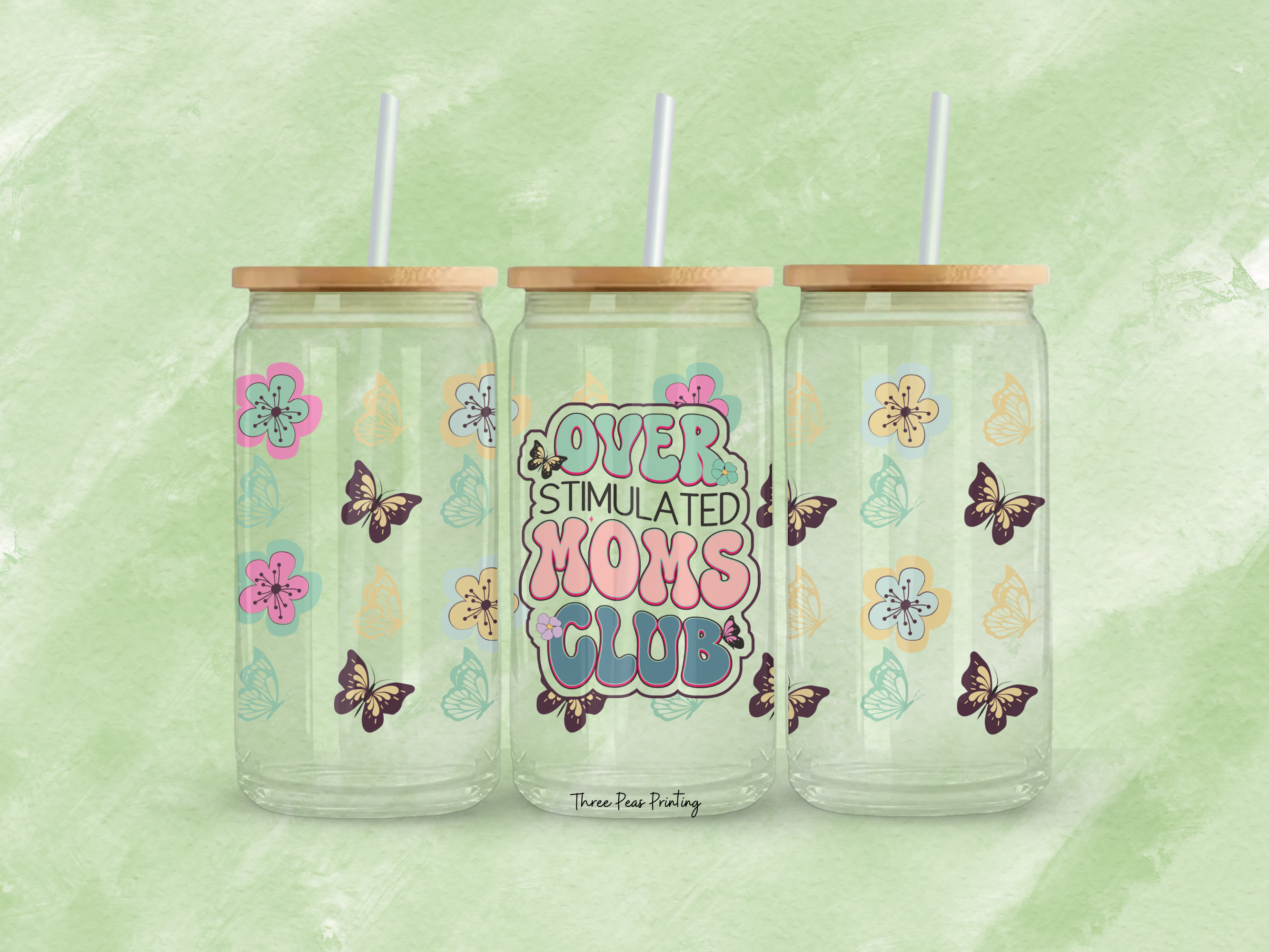 Overstimulated Moms Club Glass Can Cup